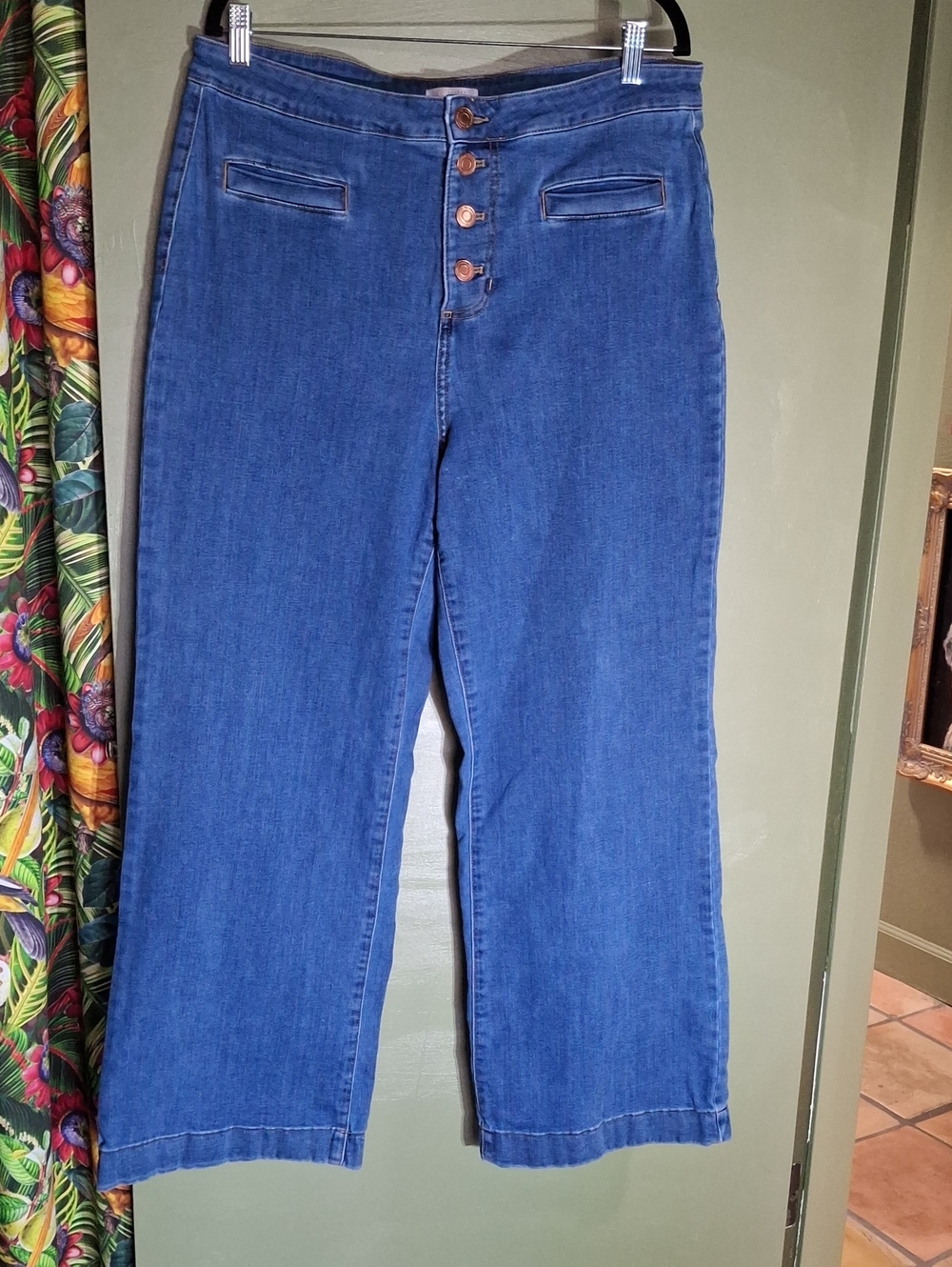 LC Lauren Conrad Blue Wide-Leg Jeans with Button Fly